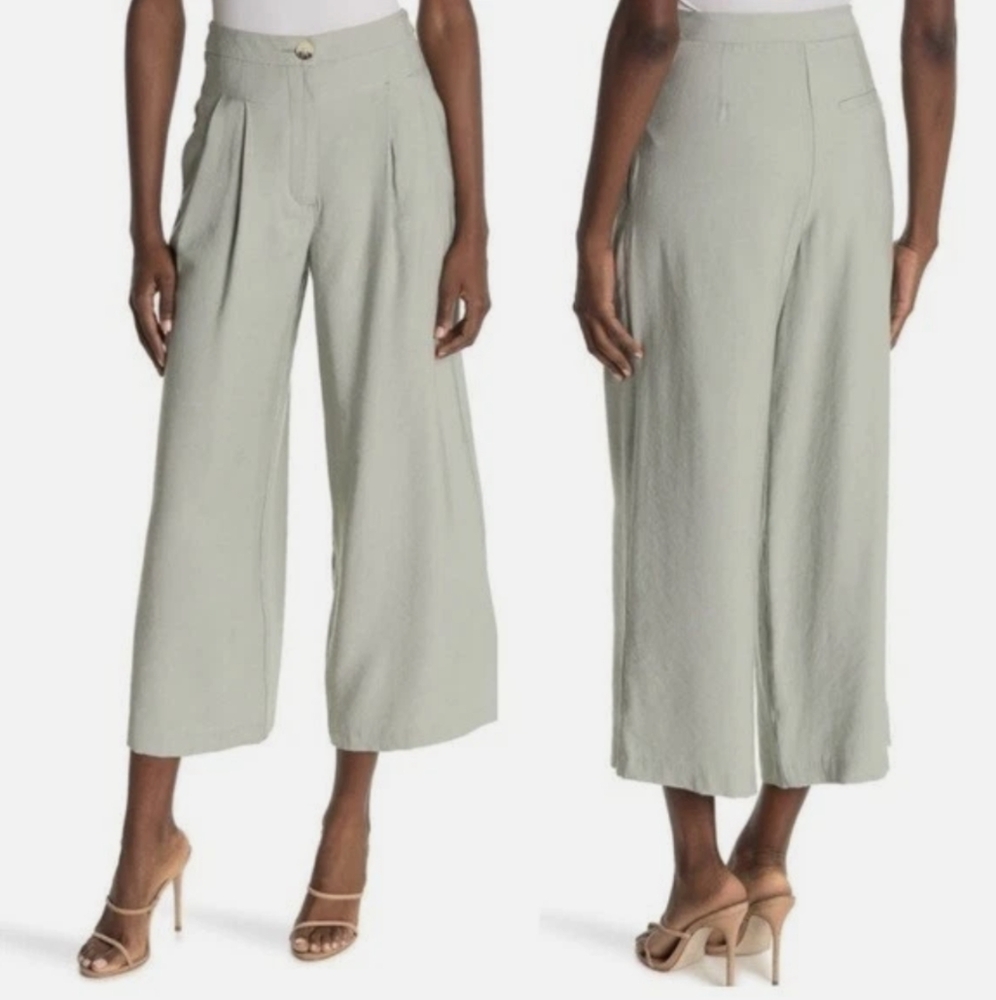 Topshop Sandy Pleated Wide Leg Crop Pants